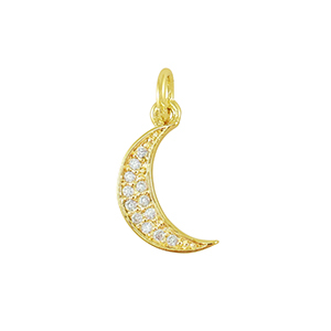 Metal TQ lat&oacute;n colgante zirconia Luna Dorado