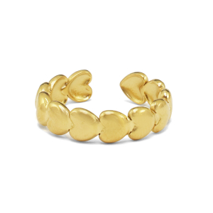 Anillos Acero Inox coraz&oacute;n Dorado