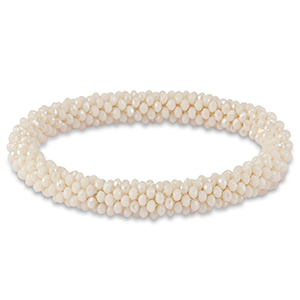 Pulsera con abalorios faceteados Blanco vainilla