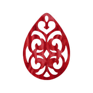 Colgantes de resina gota barok 38x27mm Rojo chile