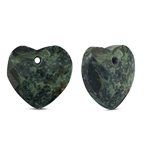Colgante de piedra natural Vidrio coraz&oacute;n Negro-gris