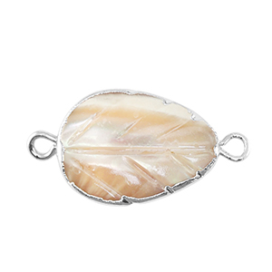 Perlas de agua dulce entrepieza hoja Plateado-taupe