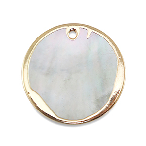 BQ Perlas de agua dulce colgante redondo Dorado-blanco natural