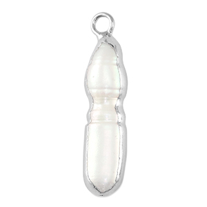 Perlas de agua dulce colgante tubo Plateado-blanco natural