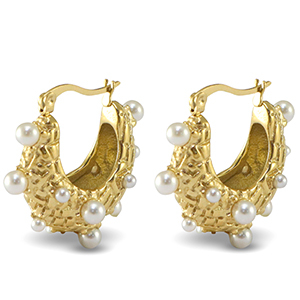 Pendientes Acero Inox Imitaci&oacute;n de perlas Dorado