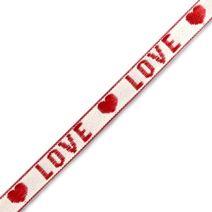 Cinta con texto "love" Blanco-rojo