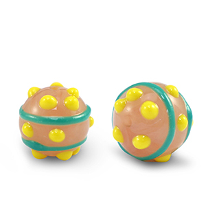 Abalorios acr&iacute;licos puntos Verde-amaraillo