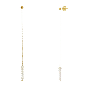 Pendientes Acero Inox perlas Dorado