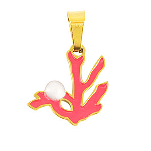 Colgantes Acero Inox coral Dorado-rosa rojo