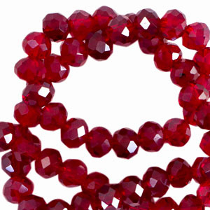 Abalorios faceteados disco 8x6 mm Rojo vino-revestimiento pearl shine