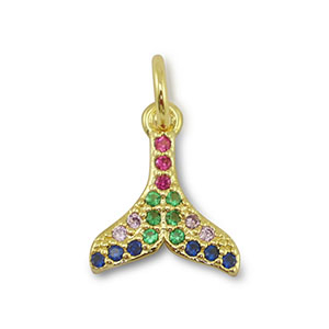 Metal TQ lat&oacute;n colgante cola Dorado-multicolor