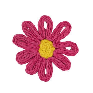 Colgantes Rafia flor 50mm Fucsia