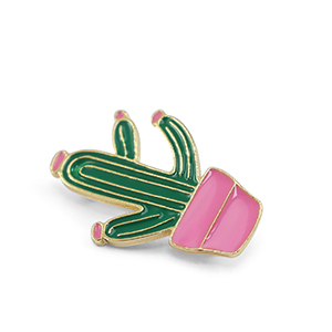 Broches cactus Verde-rosa-dorado