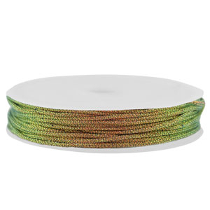 Hilo macram&eacute; trenzado 1mm Multicolor-naranja verde met&aacute;lico