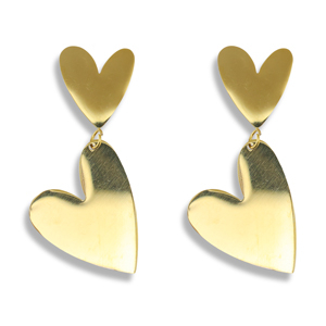 Pendientes Acero Inox coraz&oacute;n Dorado