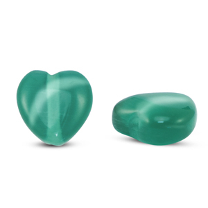 Abalorios de cristal Ojo de gato corazon Verde oscuro