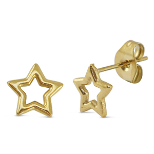 Pendientes Acero Inox estrella Dorado