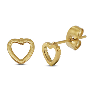 Pendientes Acero Inox coraz&oacute;n Dorado