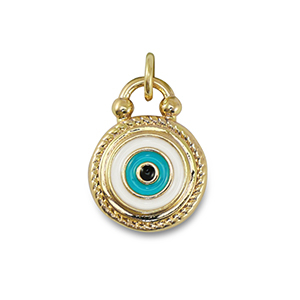 Metal TQ lat&oacute;n colgante ojo turco/nazar Dorado-azul esmeralda