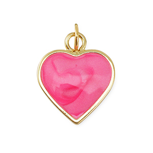 Metal TQ lat&oacute;n colgante coraz&oacute;n Dorado-rosa oscuro m&aacute;rmol