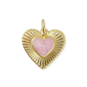 Metal TQ lat&oacute;n colgante coraz&oacute;n Dorado-rosa claro m&aacute;rmol