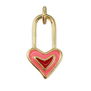 Metal TQ lat&oacute;n colgante candado coraz&oacute;n Dorado-rosa-rojo