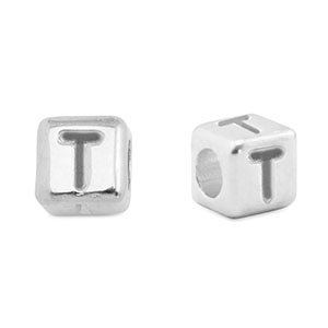 Abalorios letras met&aacute;licos DQ T Plata vieja (sin n&iacute;quel)