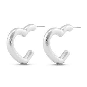 Pendientes trendy coraz&oacute;n Plata