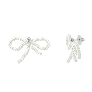 Pendientes Trendy lazo Blanco-plata