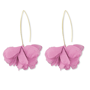 Pendientes Trendy chif&oacute;n flor Rosa malva-dorado