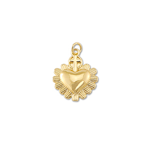 Metal TQ lat&oacute;n colgante coraz&oacute;n con cruz Dorado