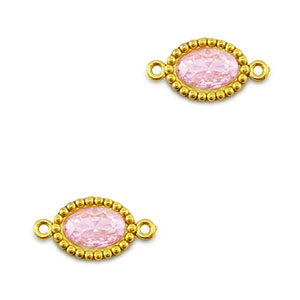 Entrepiezas acero Inox zirc&oacute;n &oacute;valo Dorado-rosa claro