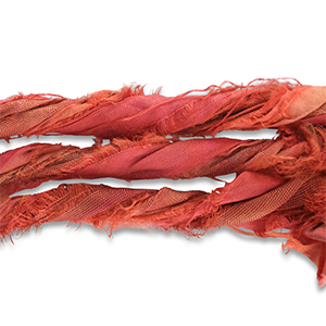 Cintas de seda sari Rojo &oacute;xido-verde