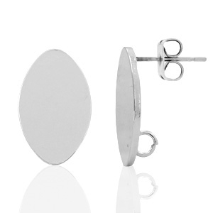 Fornituras DQ met&aacute;licas pendiente base ovalado 11x18mm plata vieja (sin n&iacute;quel)