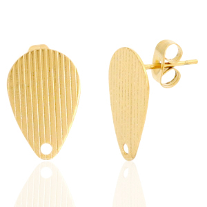 Pendientes Acero Inox gota con anilla Dorado