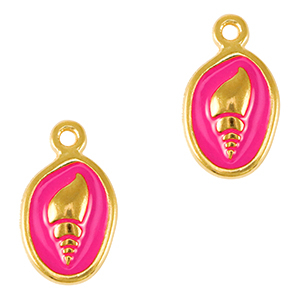 Colgantes met&aacute;licos DQ concha Dorado-rosa fucsia n&eacute;on (sin n&iacute;quel)