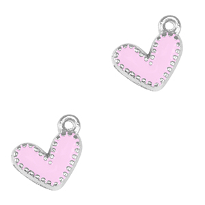 Colgantes met&aacute;licos DQ coraz&oacute;n Plata vieja-lila rosa (sin n&iacute;quel)