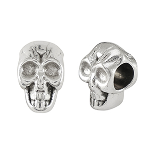 Abalorios met&aacute;licos DQ calavera Plata vieja (sin n&iacute;quel)