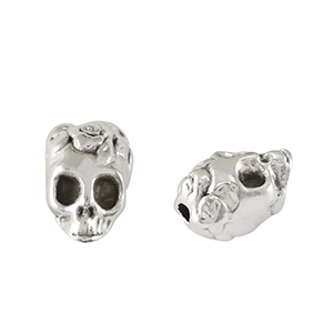Abalorios met&aacute;licos DQ calavera Plata vieja (sin n&iacute;quel)