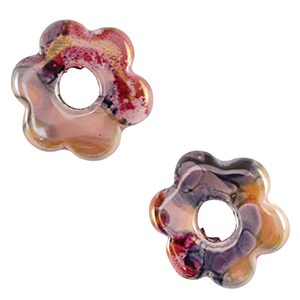 Abalorios de cer&aacute;mica griega DQ flor Rosa-negro