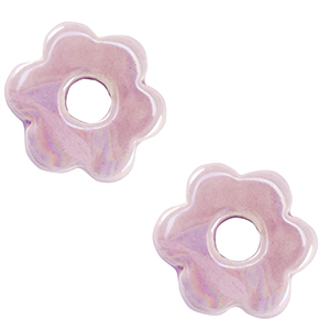 Abalorios de cer&aacute;mica griega DQ flor P&uacute;rpura lavanda