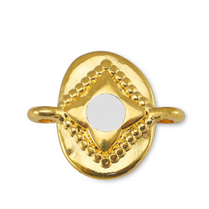 Colgantes met&aacute;licos DQ entrepieza &oacute;valo Blancuzco-Dorado (sin n&iacute;quel)