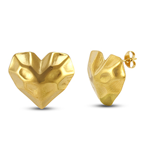 Pendientes Acero Inox coraz&oacute;n Dorado