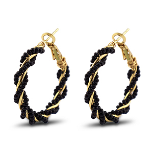 Pendientes Trendy abalorios espiral Negro-dorado