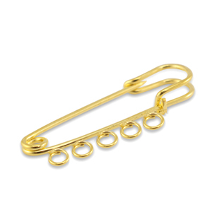 Fornituras met&aacute;licas imperdible decorativo con 5 ojos Dorado