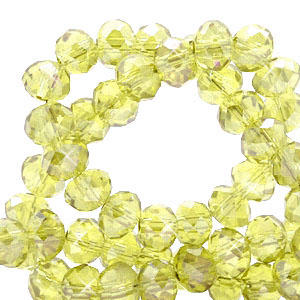 Abalorios faceteados disco 6x4mm Amarillo soleado-revestimiento pearl shine