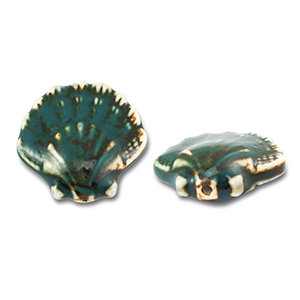 Abalorios de cer&aacute;mica concha Verde-marr&oacute;n