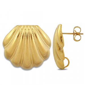 Fornituras Acero Inox pendientes conchas con anilla Dorado