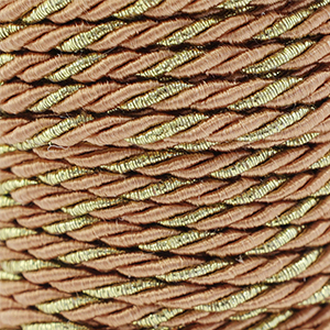 Cord&oacute;n trendy espiral 3mm Marr&oacute;n camel-dorado