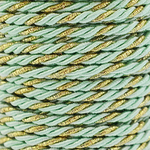 Cord&oacute;n trendy espiral 3mm Verde menta-dorado